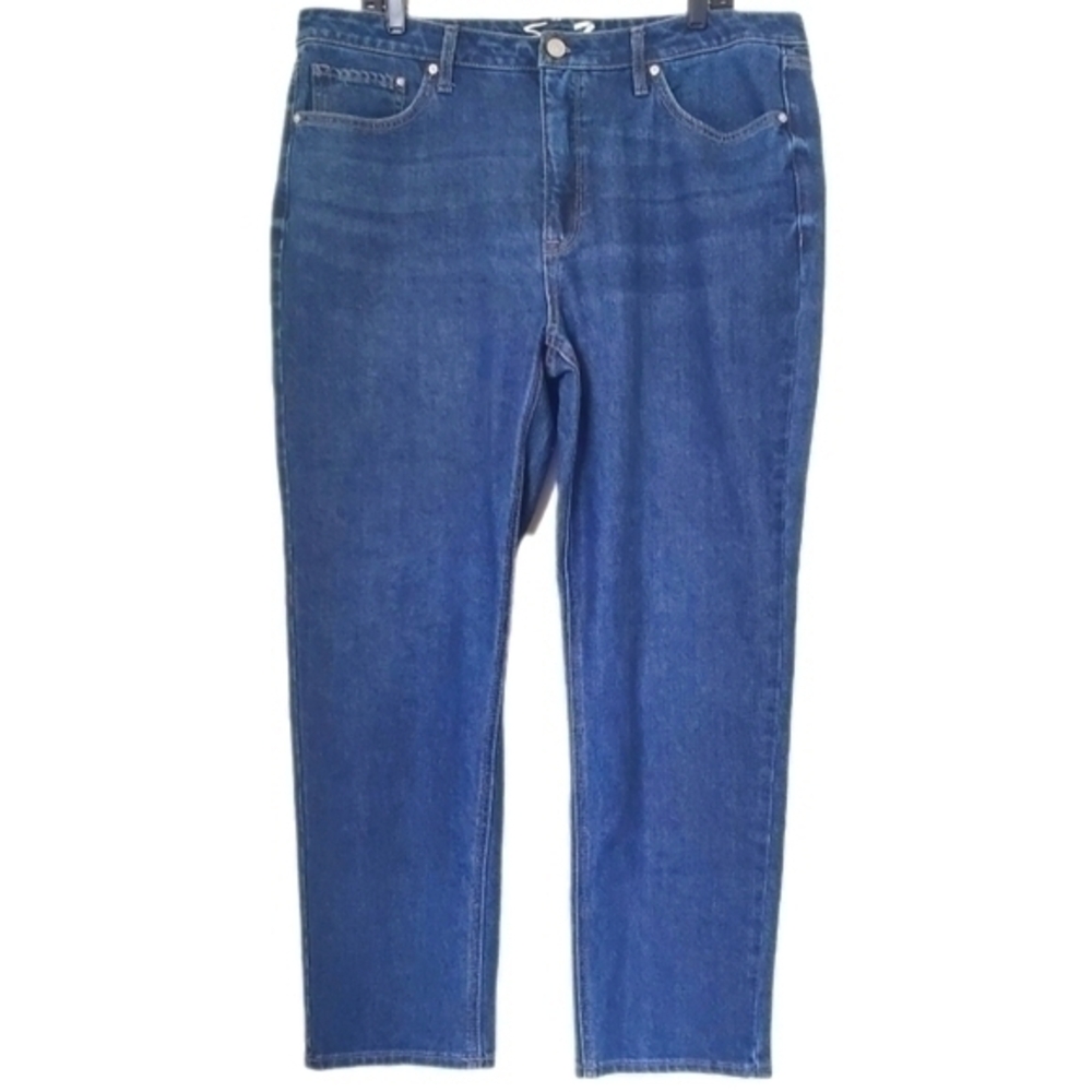 Seven7 Womens Slim Straight Leg Denim Jeans Blue Stretch Size 16